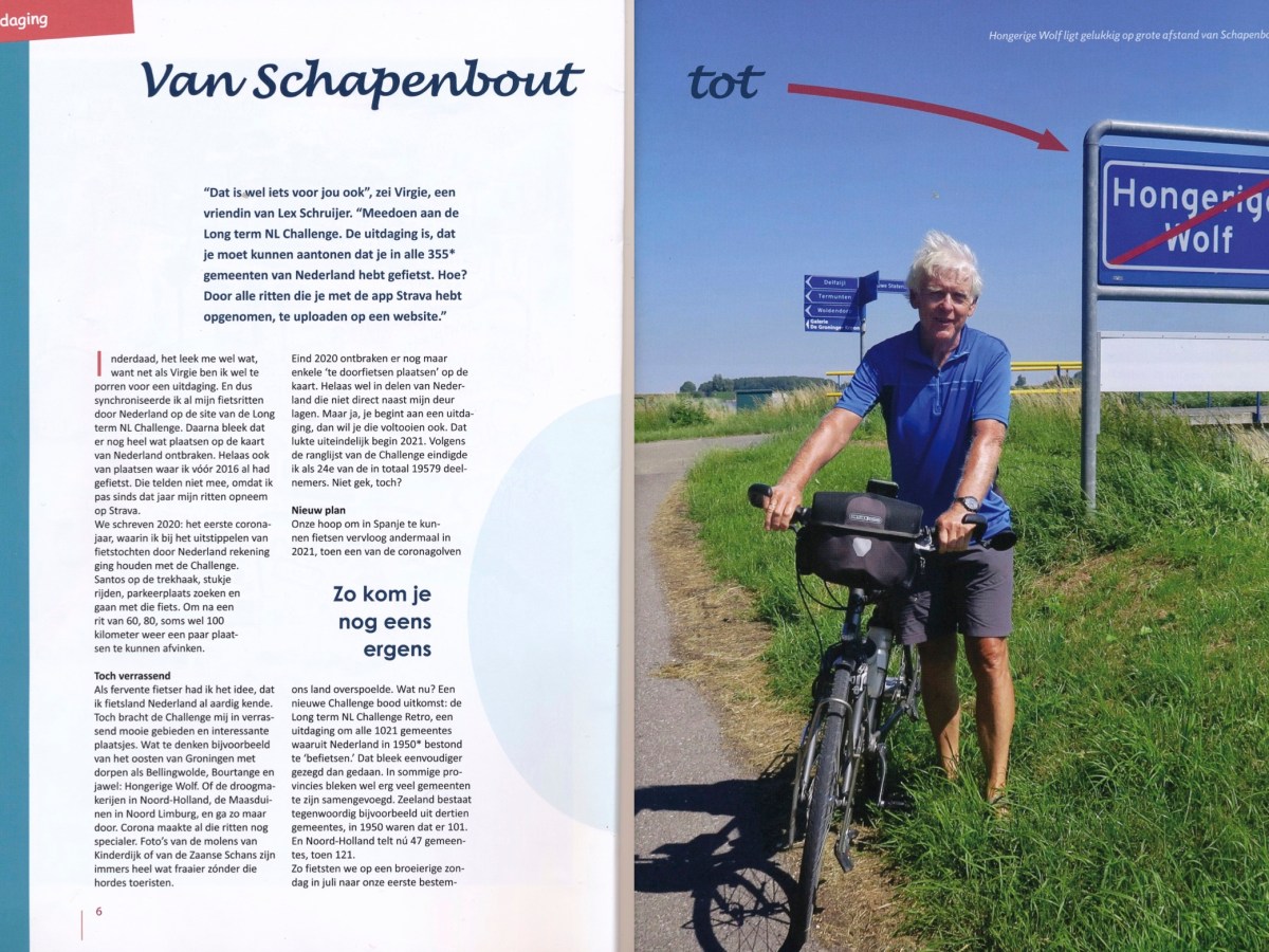 Artikel in tijdschrift Fietsplan over mijn challenge
